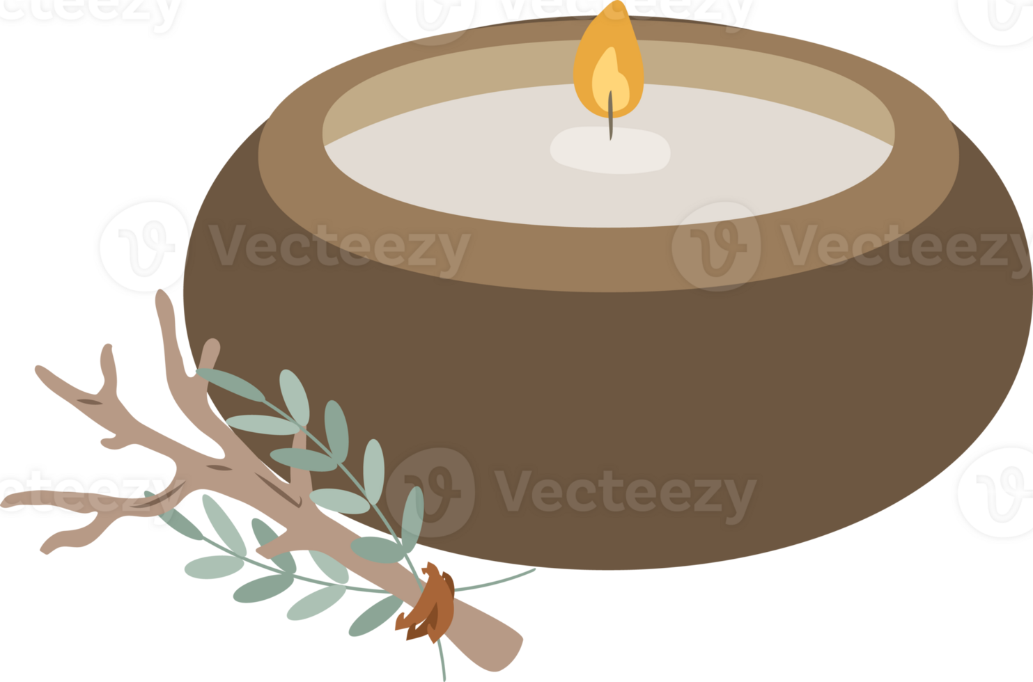 Illustration of a Candle with Olive Branch png