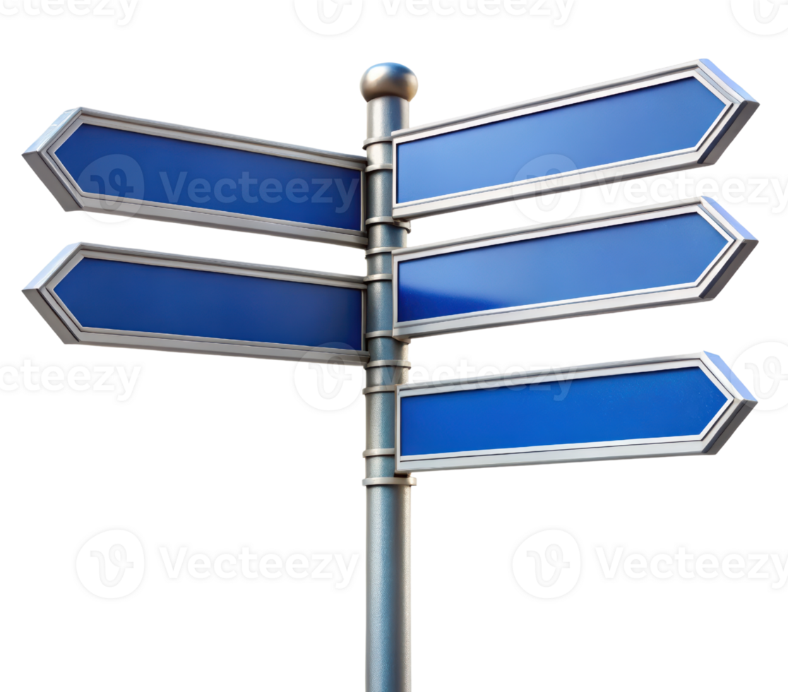 Empty street signpost ready for new directions isolated on a transparent background png