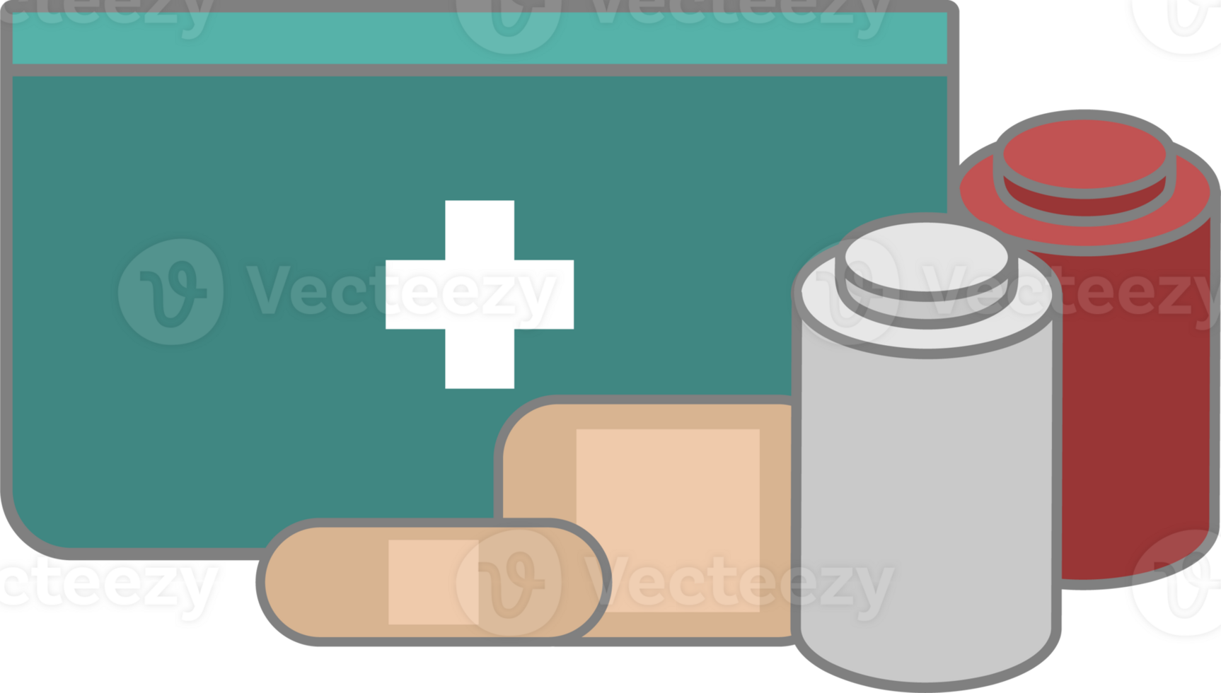 Illustration of First Aid Kit and Supplies png