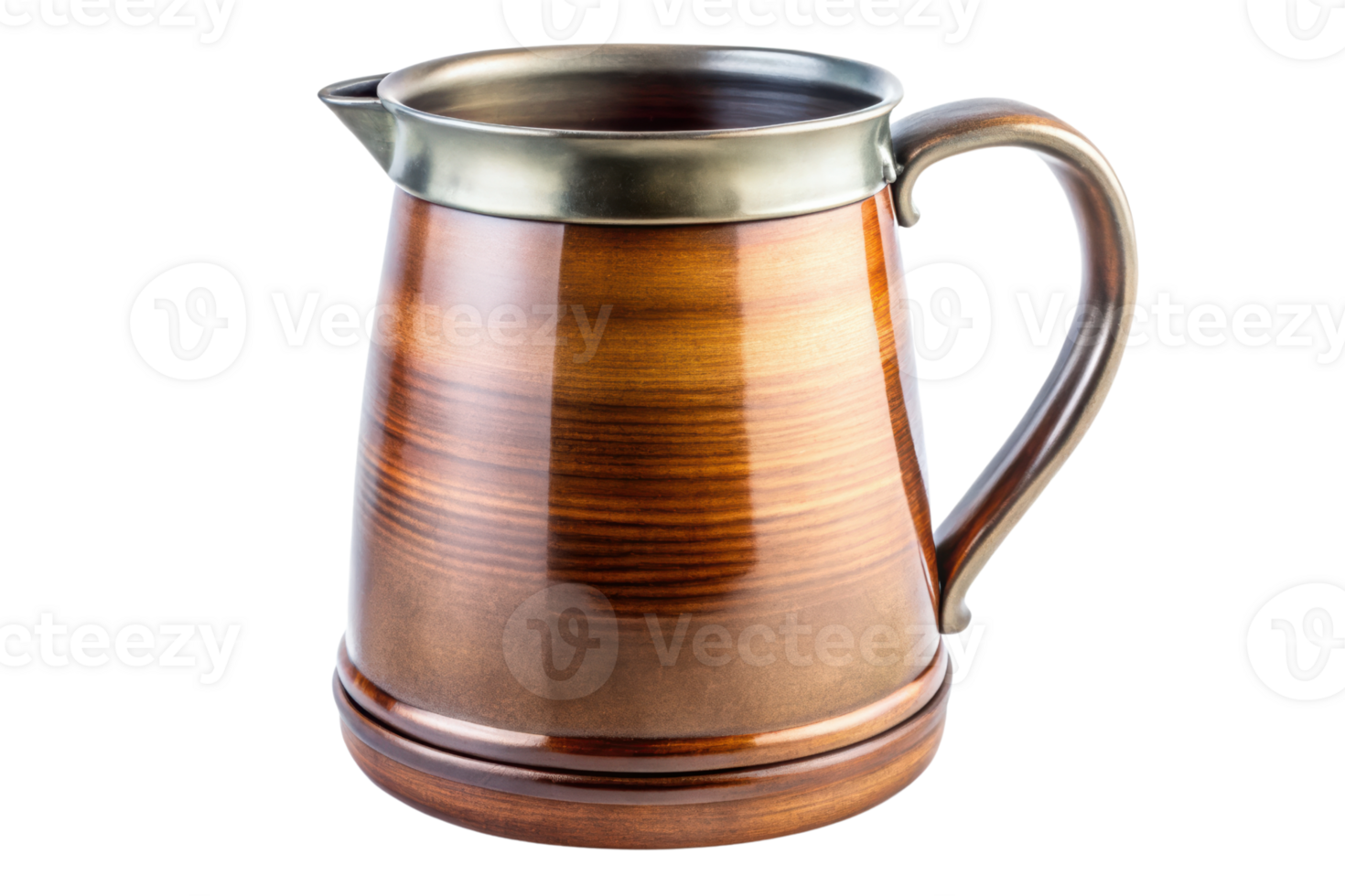 Elegant pitcher with shiny metallic rim detailing isolated on a transparent background png