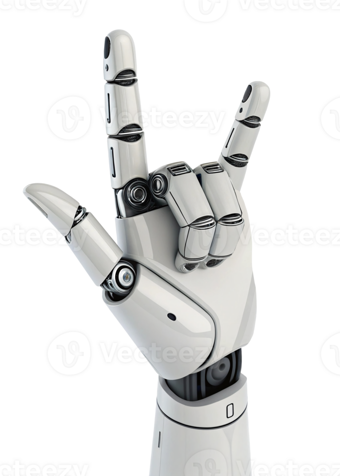 Ai Robot hand showing I love you sign png