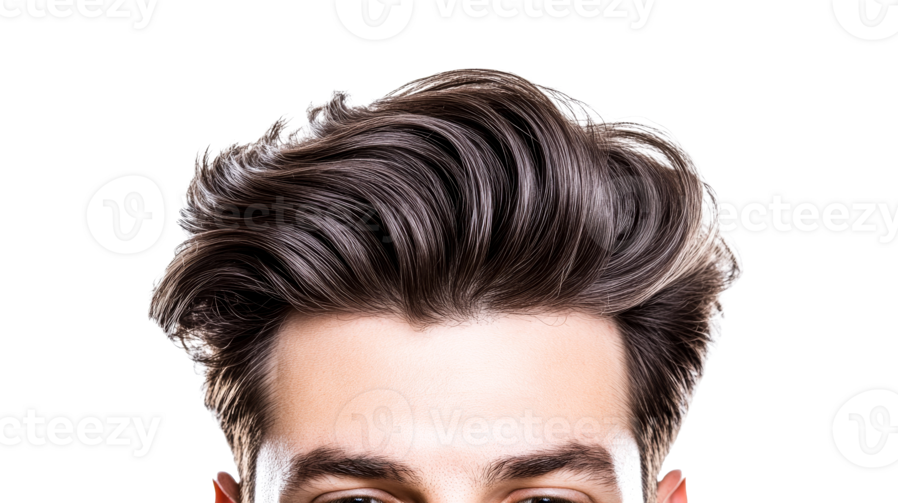 Stylish man's hairstyle with volume and shine, cut out transparent png