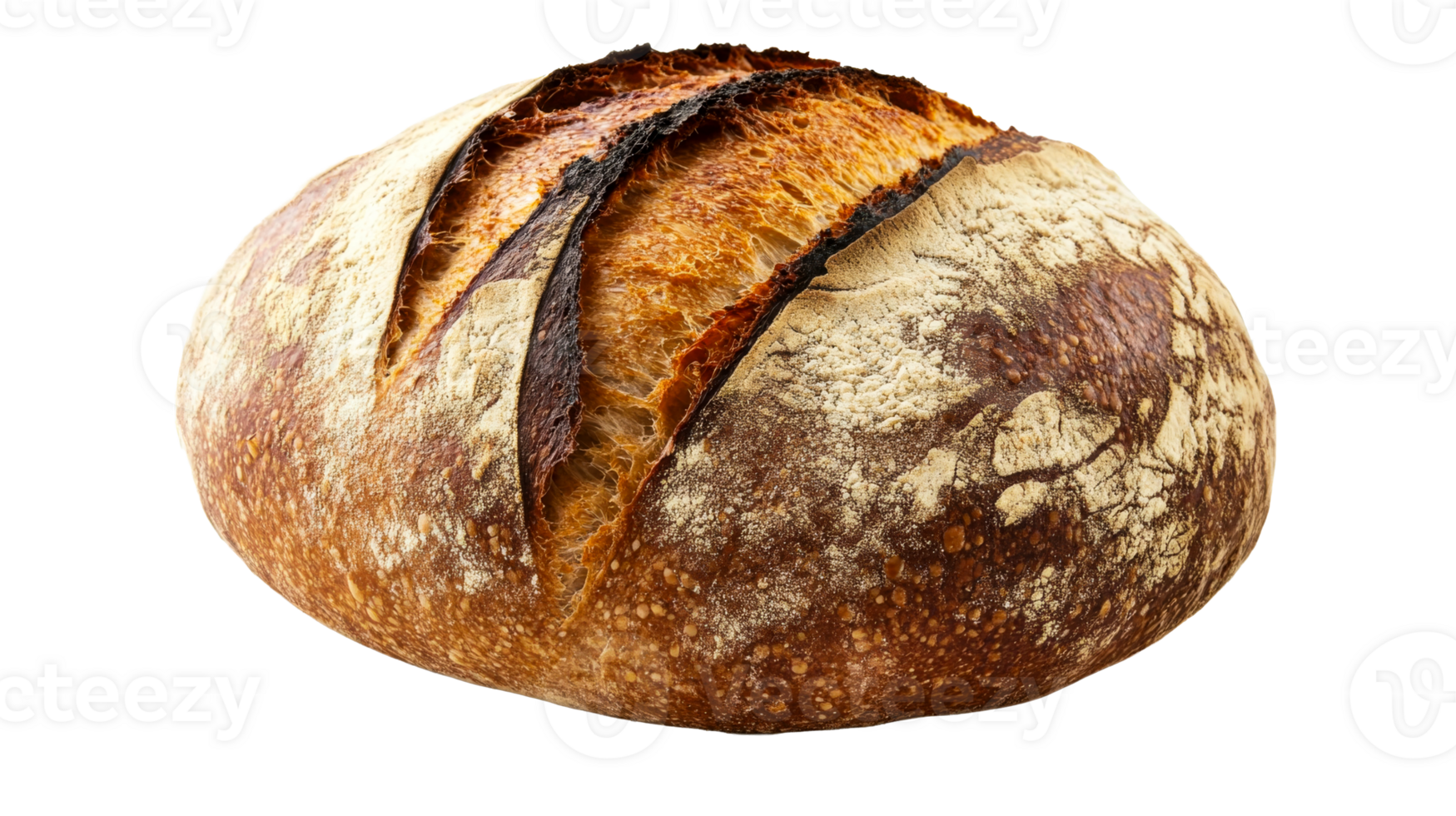 Sourdough artisan bread loaf, crusty texture, homemade , cut out transparent png
