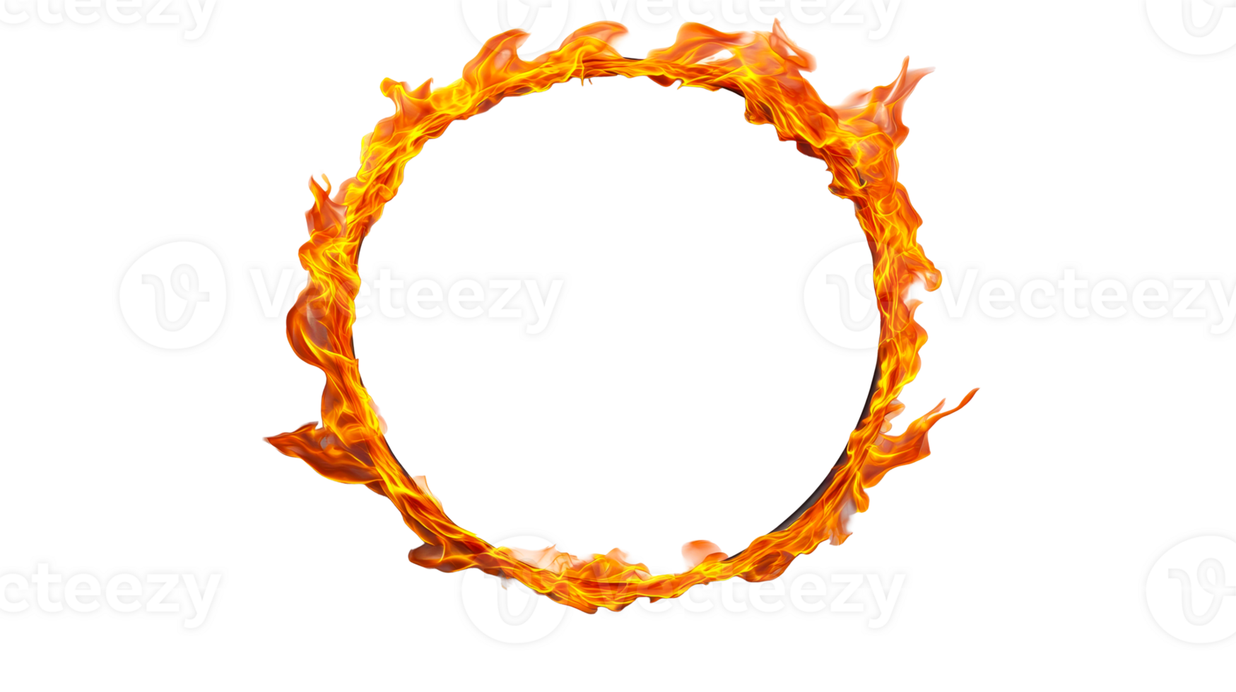 Fiery ring of flames with vibrant, dynamic movement isolated, cut out transparent png