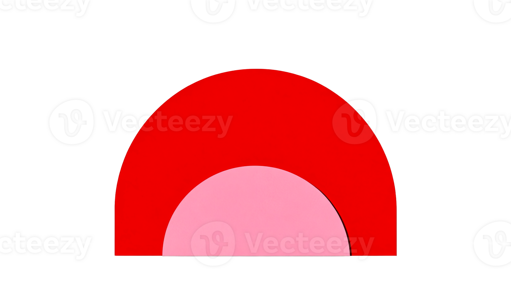 Red and pink semicircle, abstract composition, design element, cut out transparent png