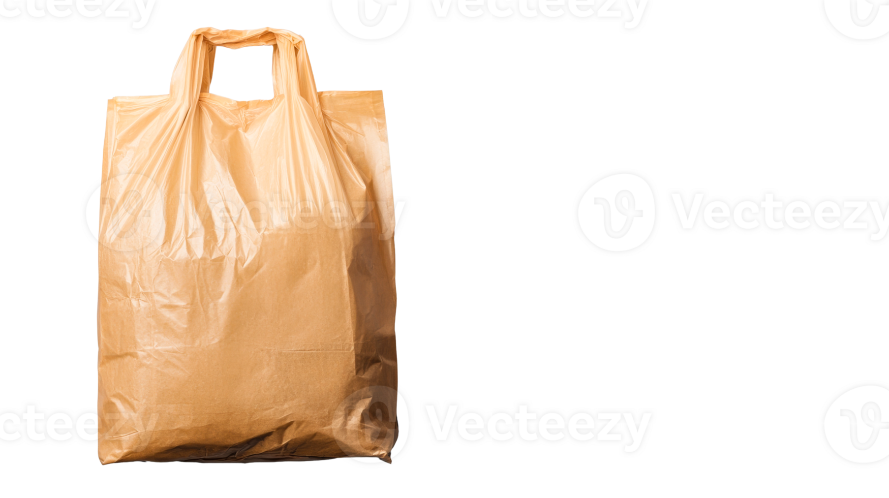 Empty brown plastic bag isolated on black, cut out transparent png