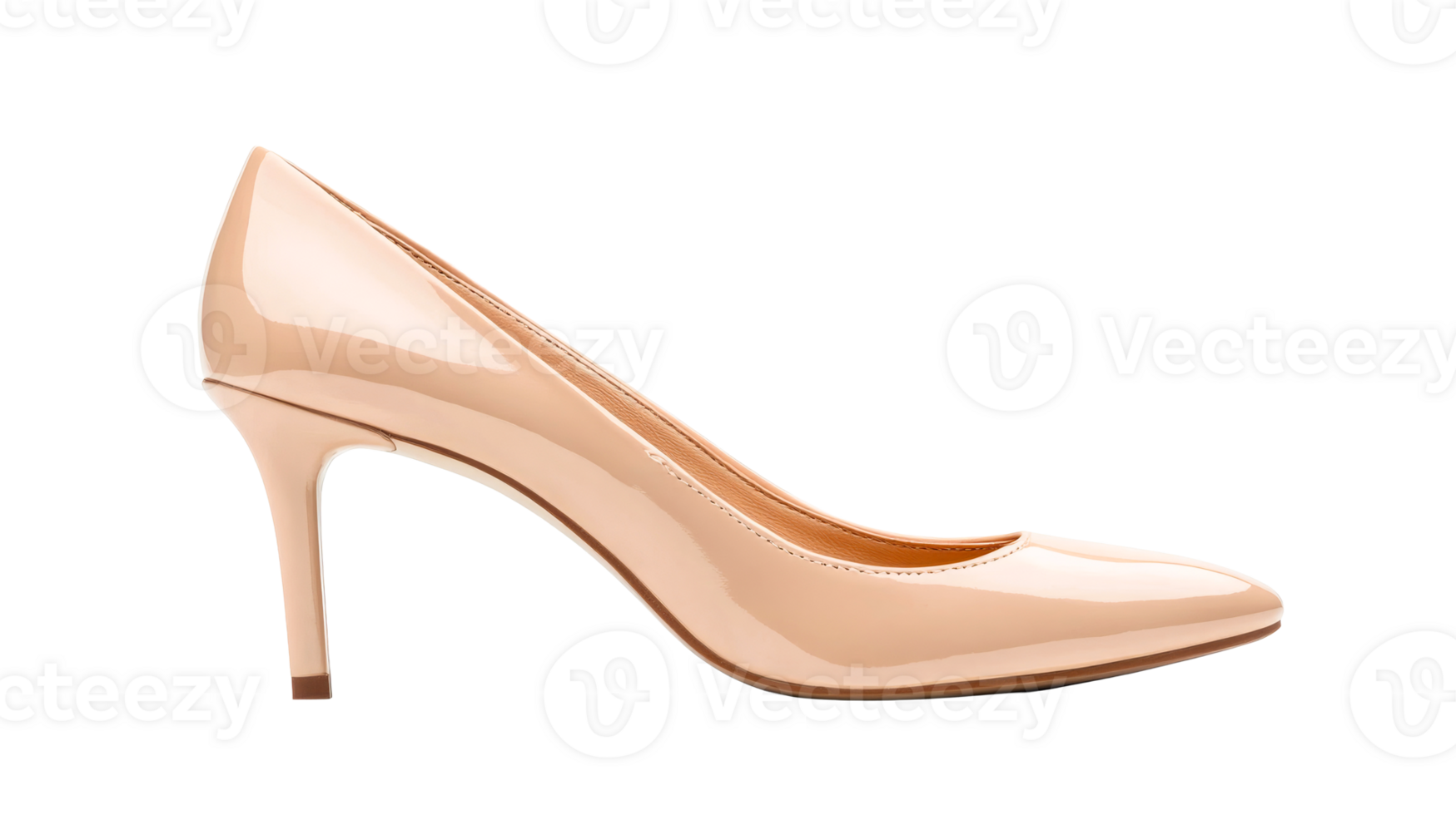 Elegant beige high heel shoe, studio shot footwear , cut out transparent png