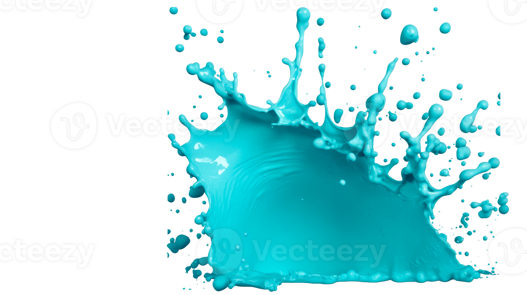 Bright aqua paint splash, dynamic motion, black backdrop, cut out transparent png