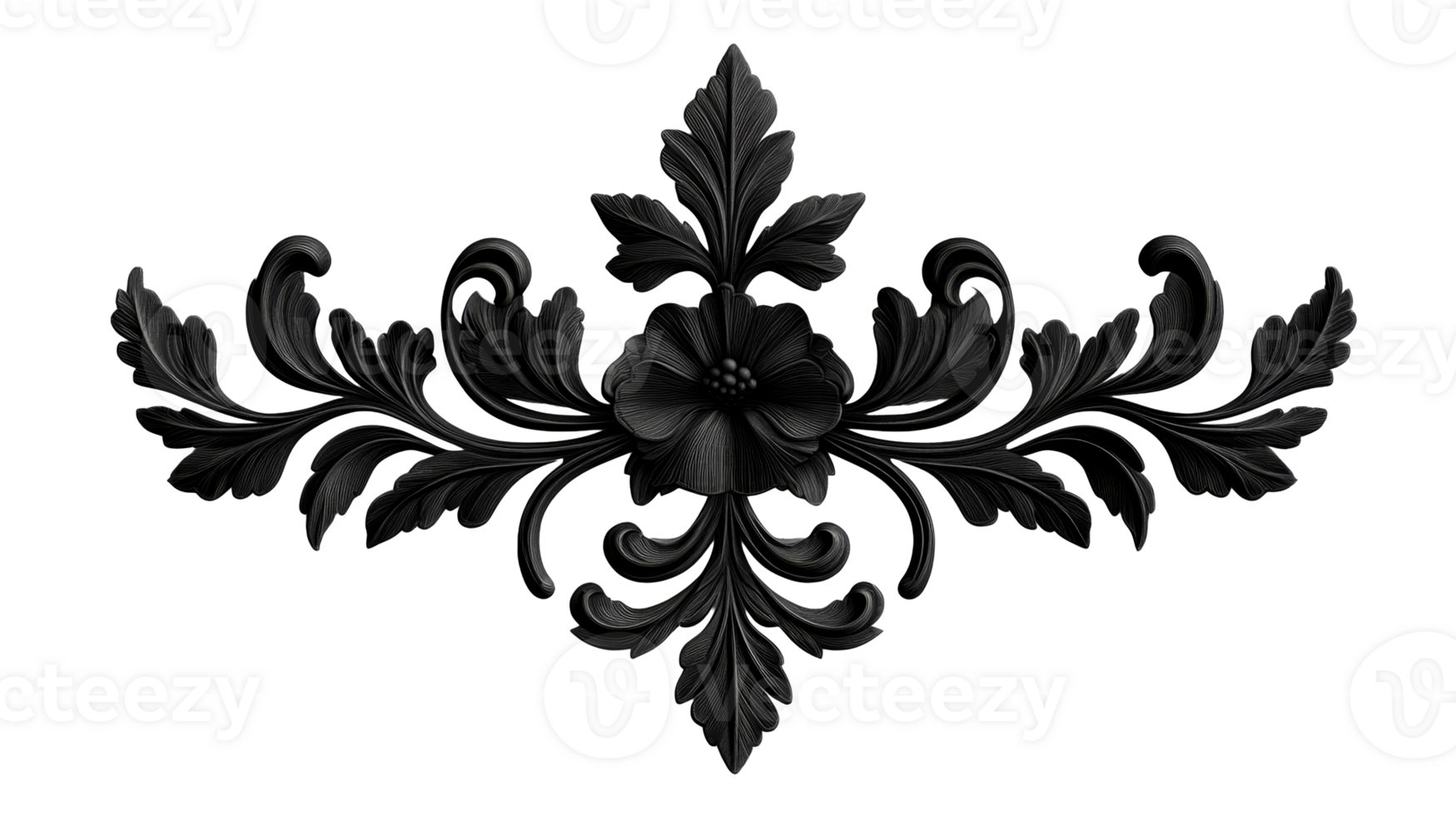 Ornate floral ornament with delicate carvings and scrolls , cut out transparent png