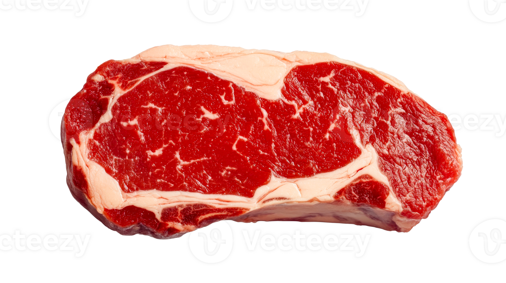 Fresh raw steak, cut of beef with fat marbling, cut out transparent png