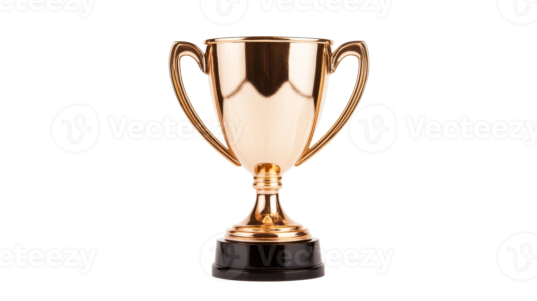 Shiny Golden Trophy Cup with Handles on Black, cut out transparent png