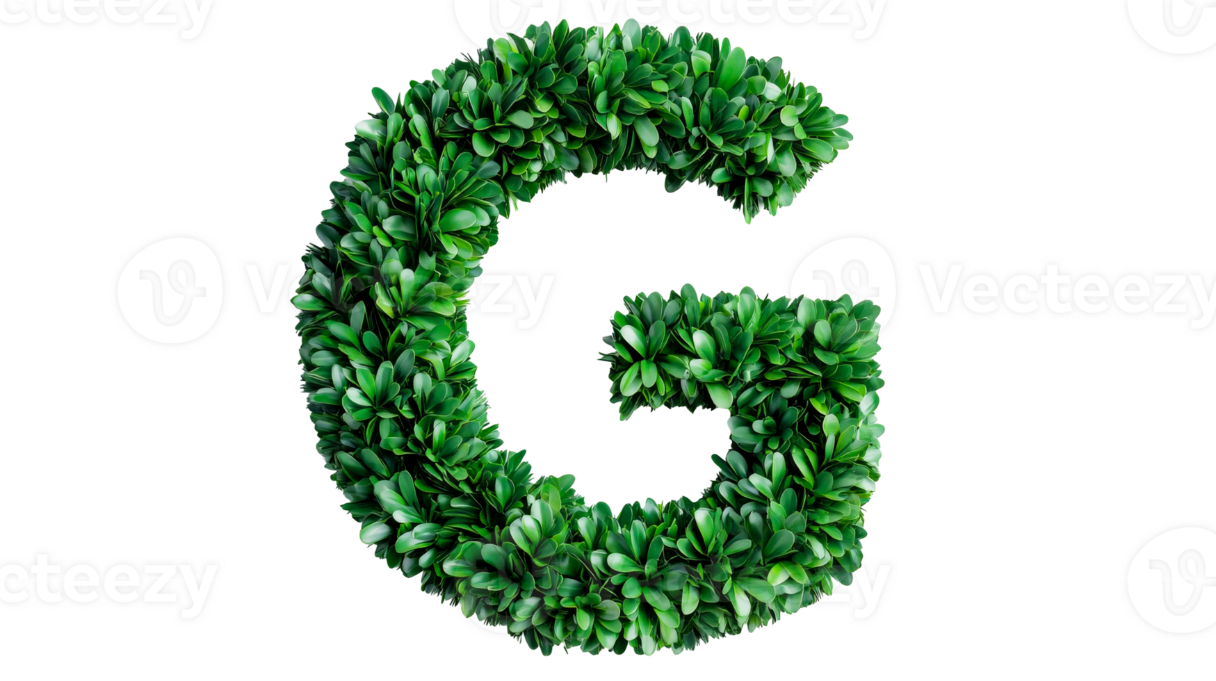 Letter G vegetation, verdant foliage, greenery design element, cut out transparent png