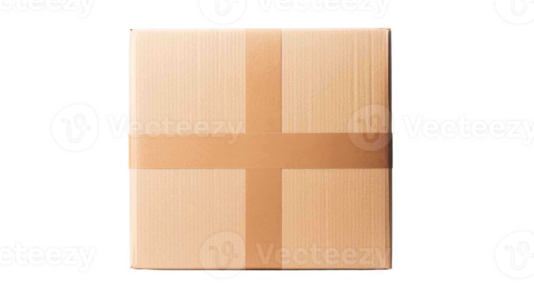 Rectangular cardboard box with crossed tape packing, delivery, cut out transparent png