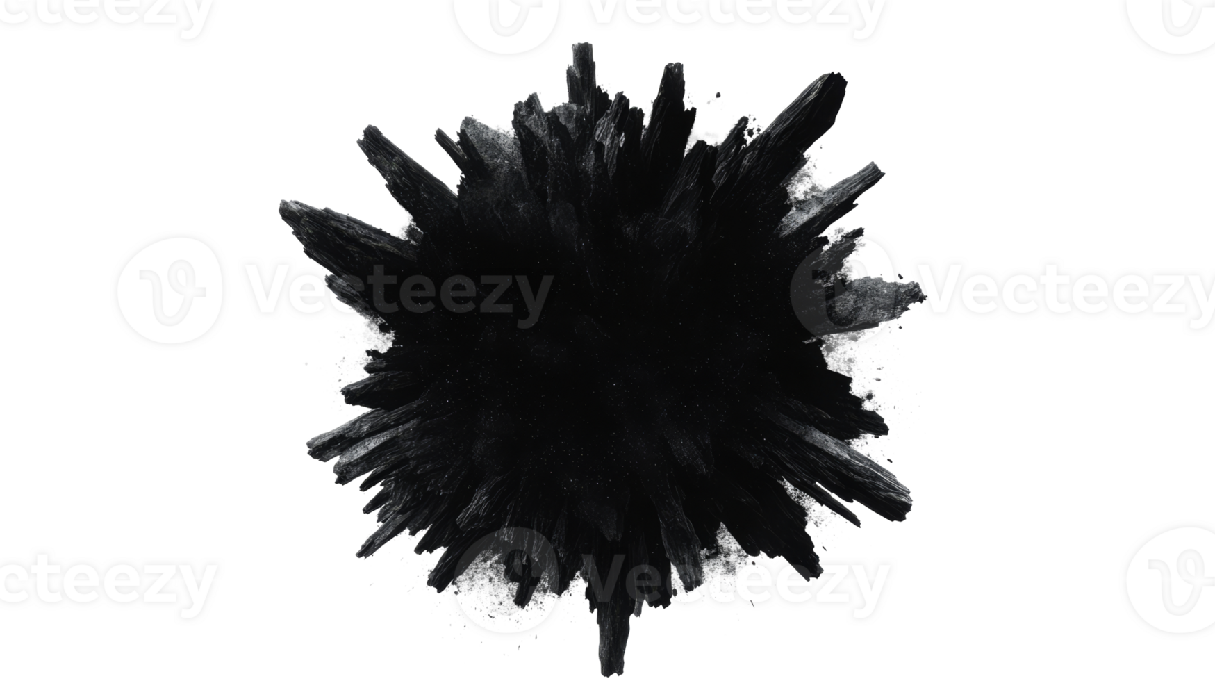 Dark spiky object on black background for a modern abstract design, cut out transparent png