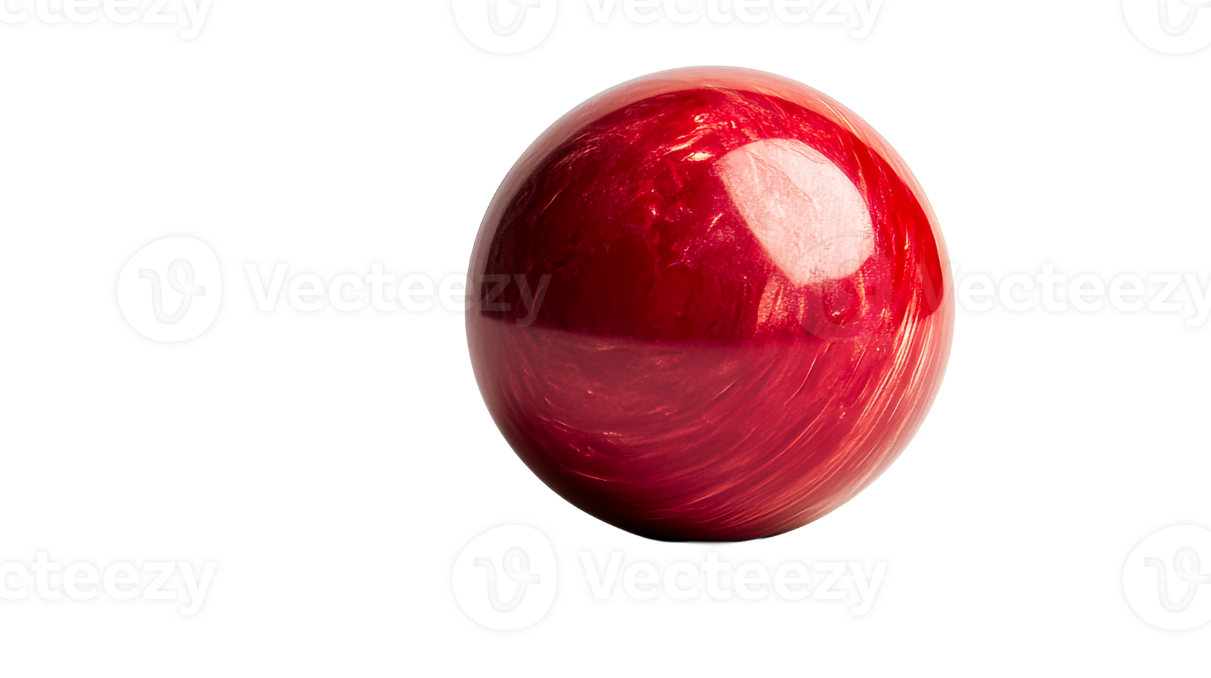 Red ball smooth, glossy surface, isolated on black, cut out transparent png