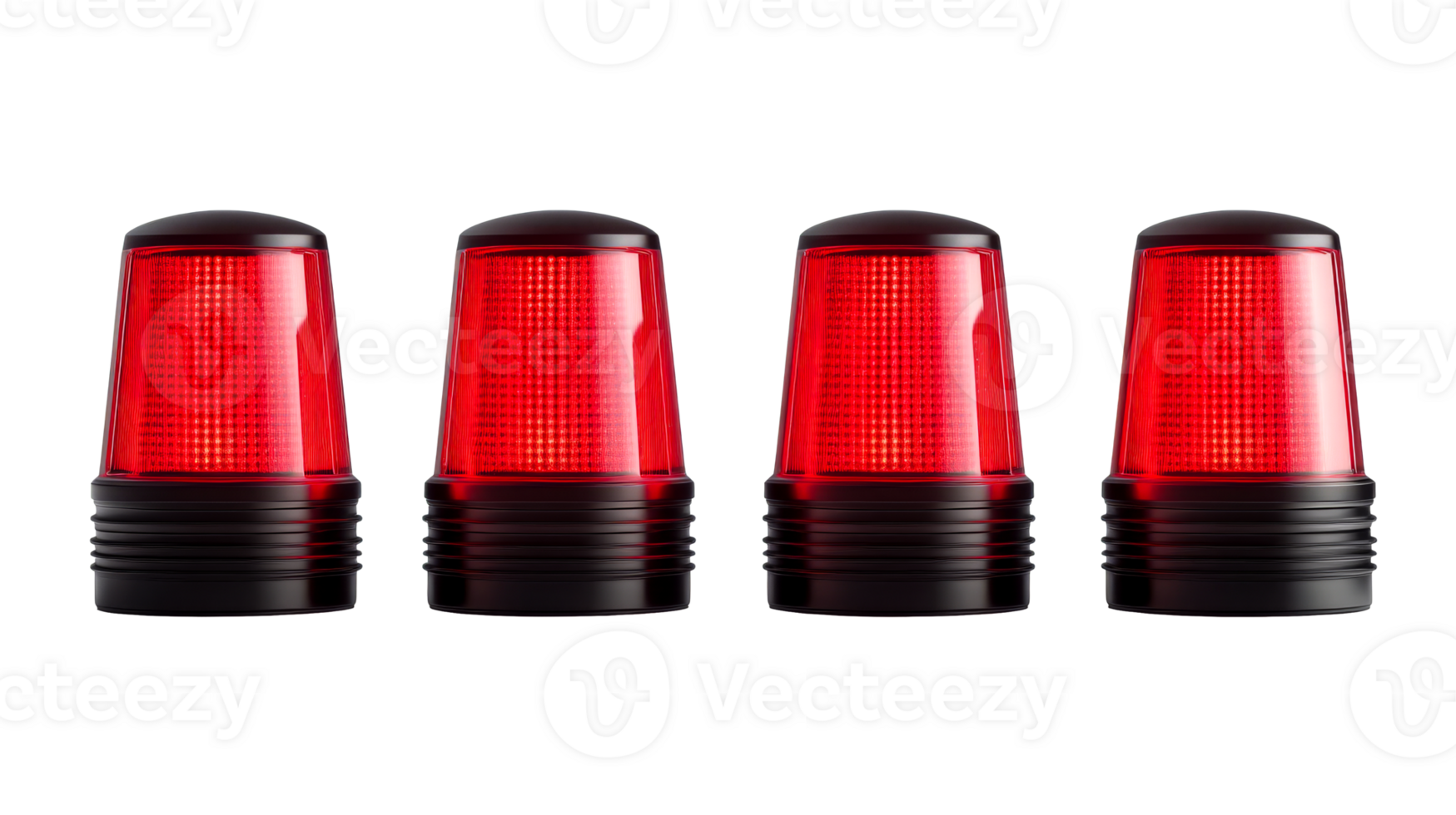 Red beacons for industrial, signaling, safety, cut out transparent png