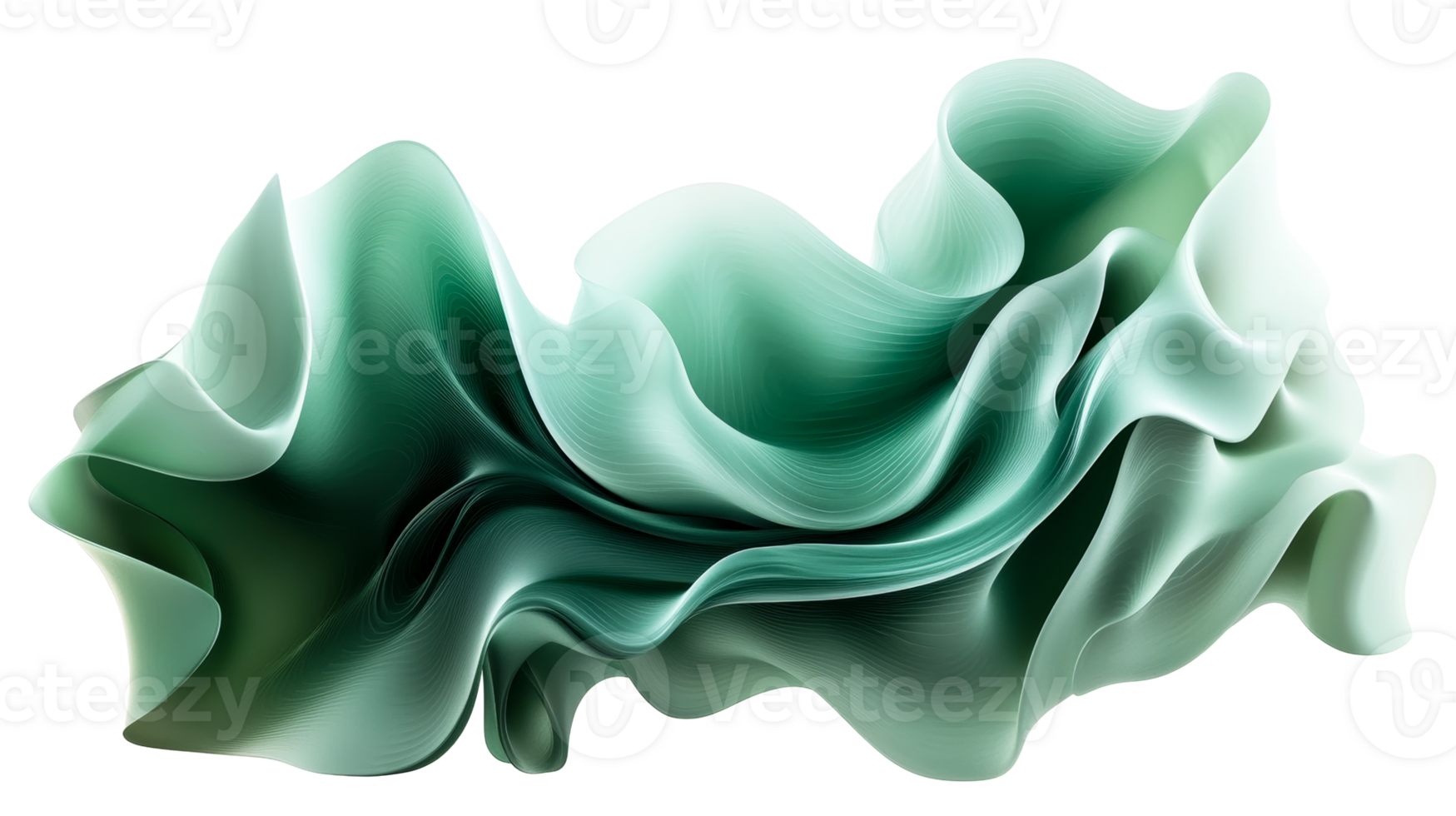 Minty green abstract wave, smooth lines and curves, flow, cut out transparent png