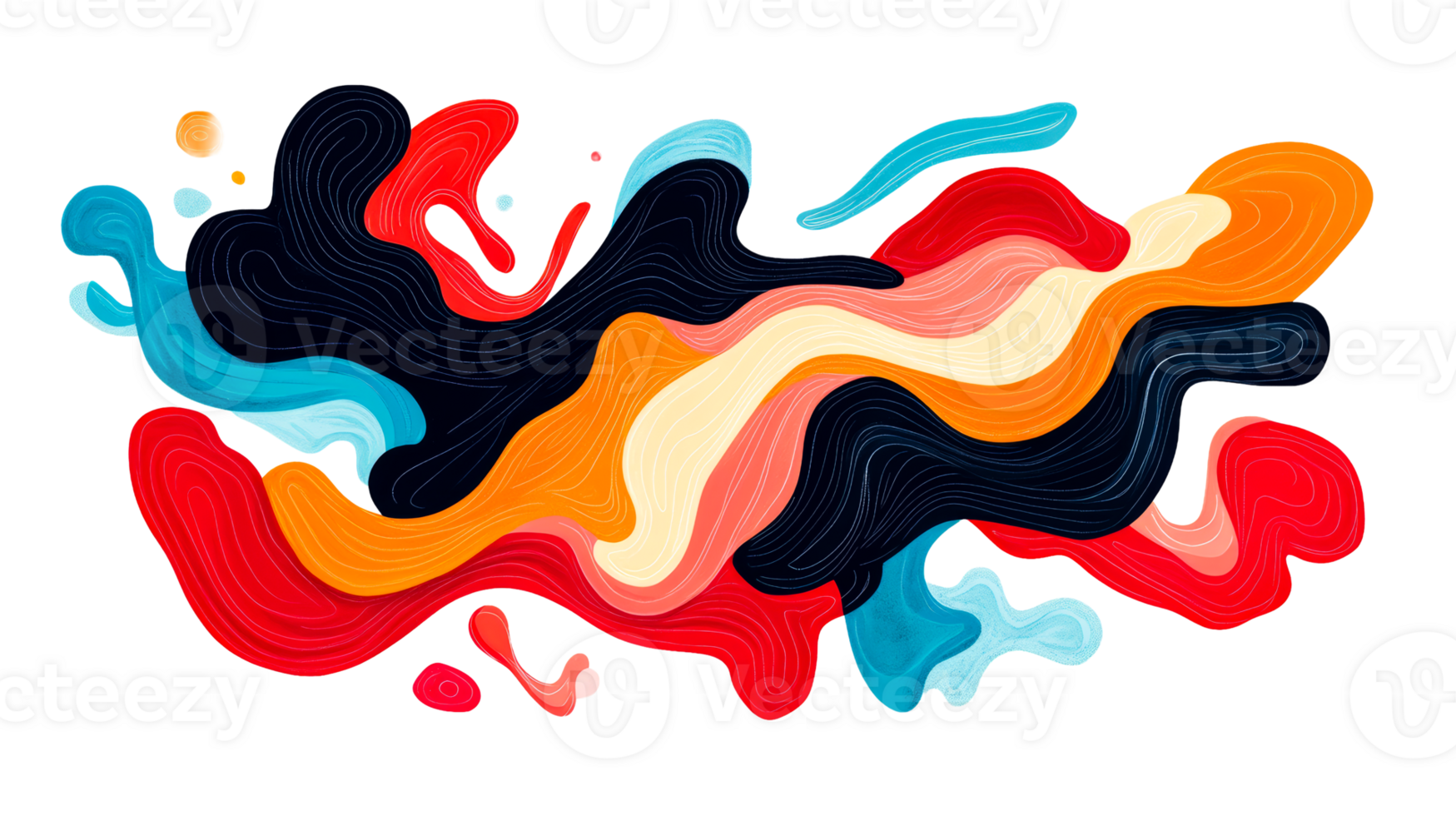 Abstract blobs colorful fluid shapes pattern background, cut out transparent png