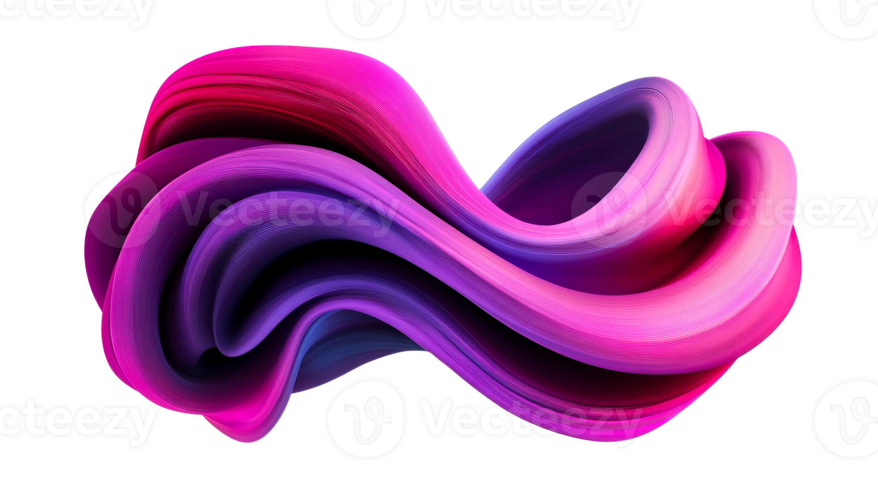 Abstract magenta fluid wave with textured surface effect, cut out transparent png