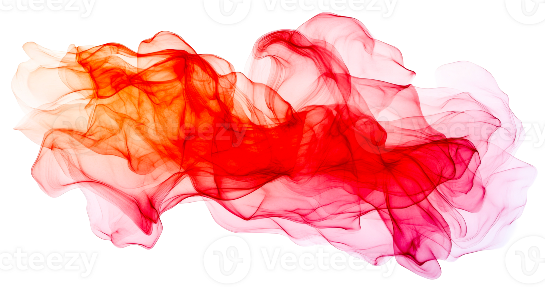 Red ink motion on black background, flowing shapes, smooth texture, cut out transparent png