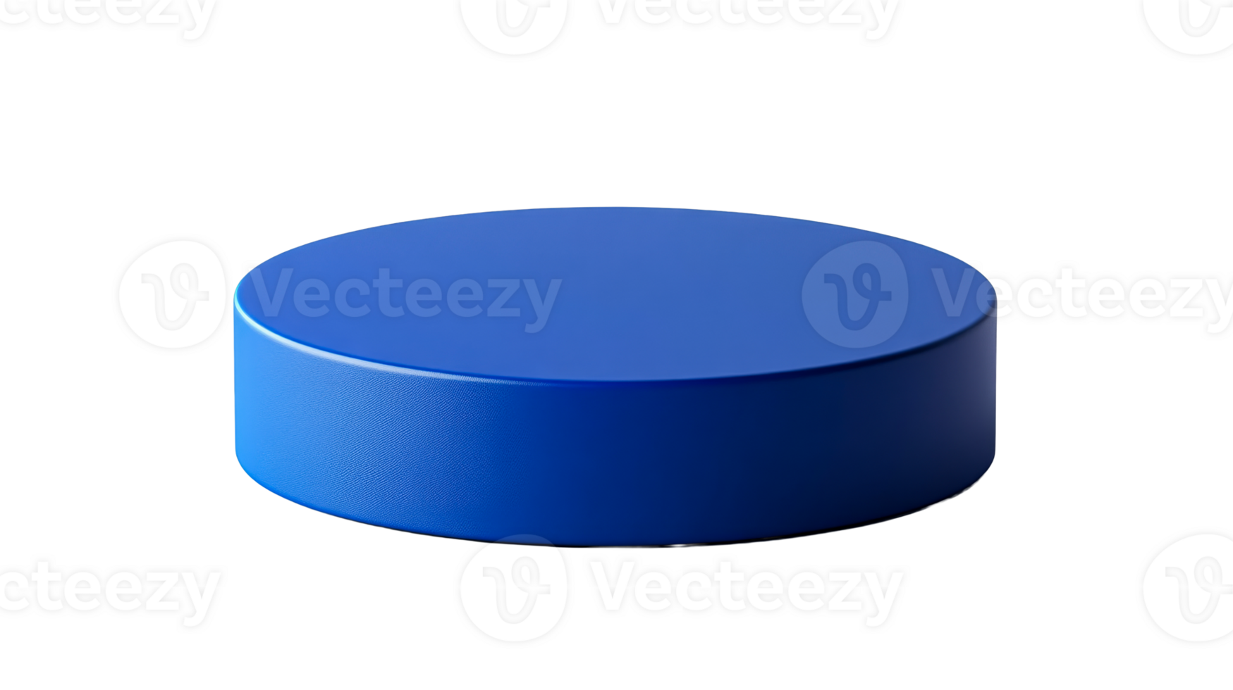 Blue round showcase pedestal on black background, cut out transparent png
