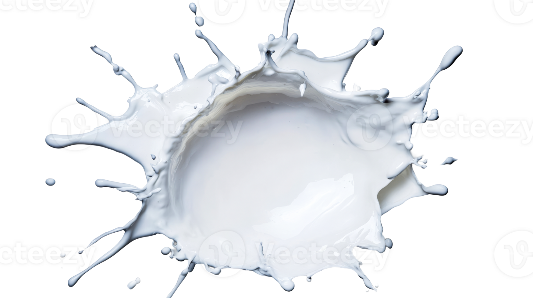 Milk splash with a dynamic crown shape, cut out transparent png