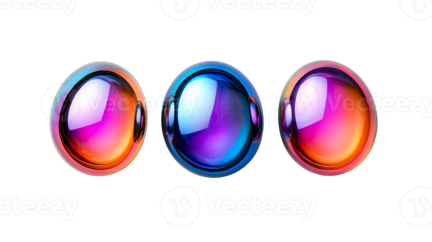 Iridescent Colorful Spheres, Artistic Shiny Orbs, cut out transparent png