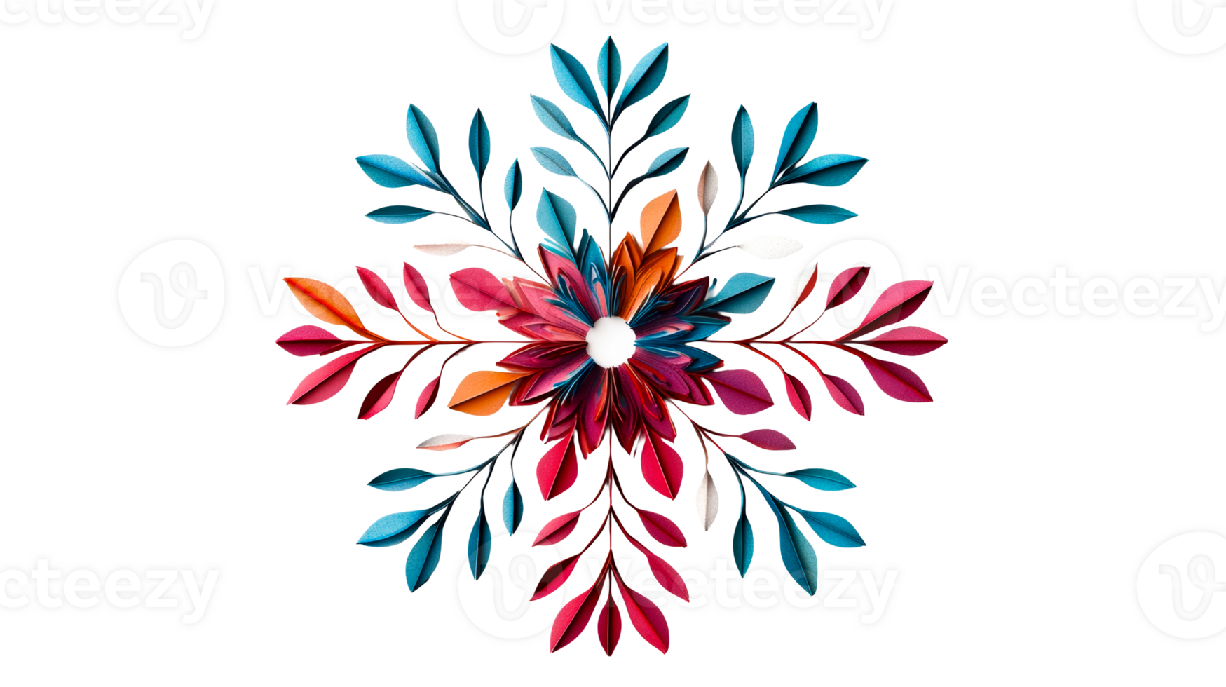 Abstract floral arrangement, color papercraft design, cut out transparent png