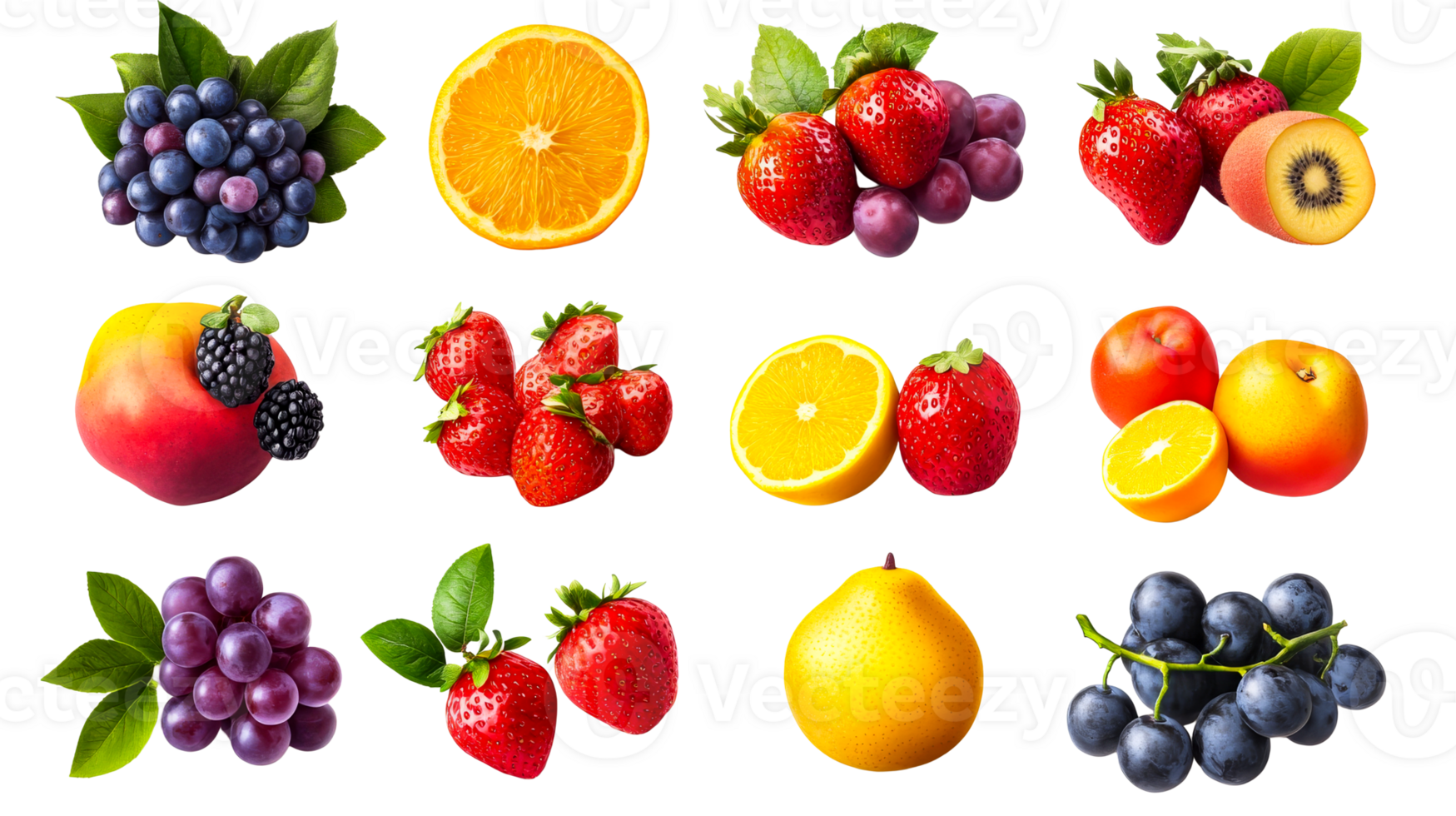 Assorted colorful fresh fruits, cutout transparent png