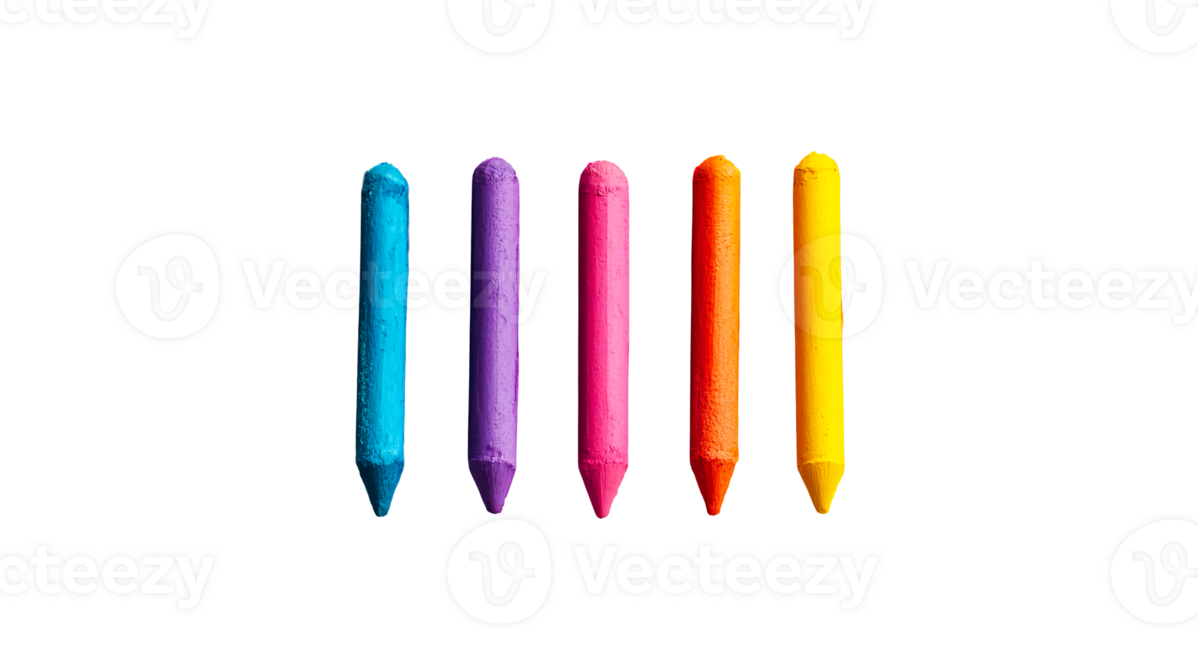 Multicolored chalk sticks on black background isolated, cut out transparent png