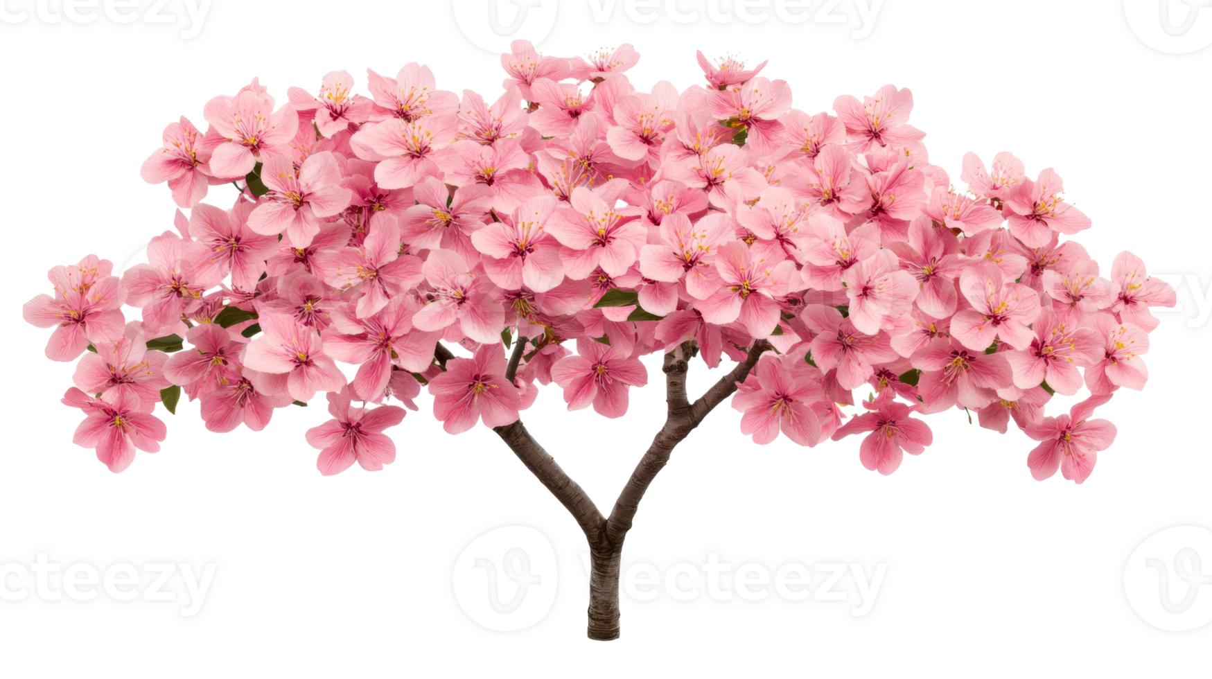 Flowering tree isolated against black background , cut out transparent png