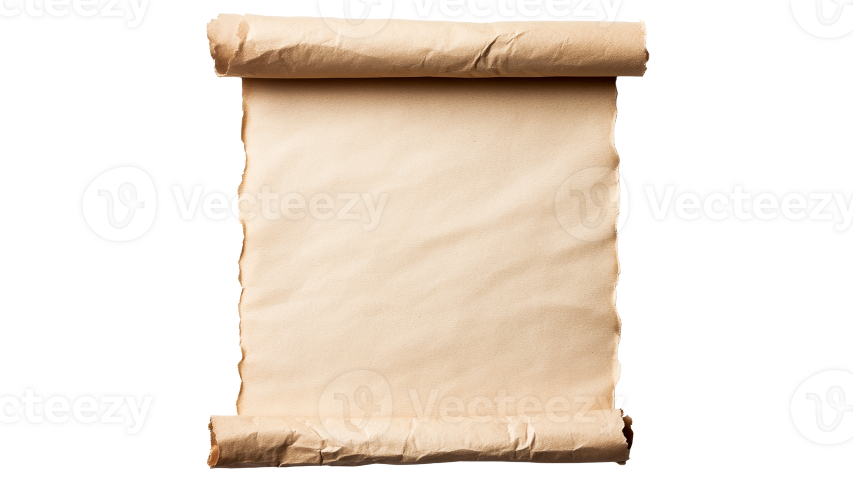 Antique scroll parchment, rolled up paper, message document , cut out transparent png