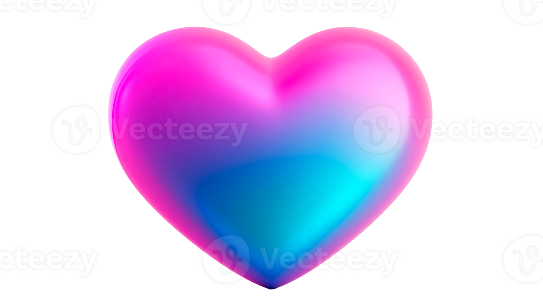 Gradient heart, 3D rendering in pink and blue, cut out transparent png