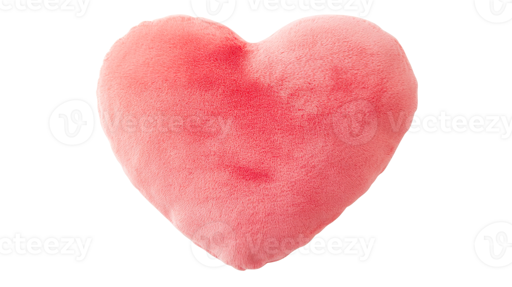 Fluffy pink heart-shaped pillow with soft texture, cut out transparent png