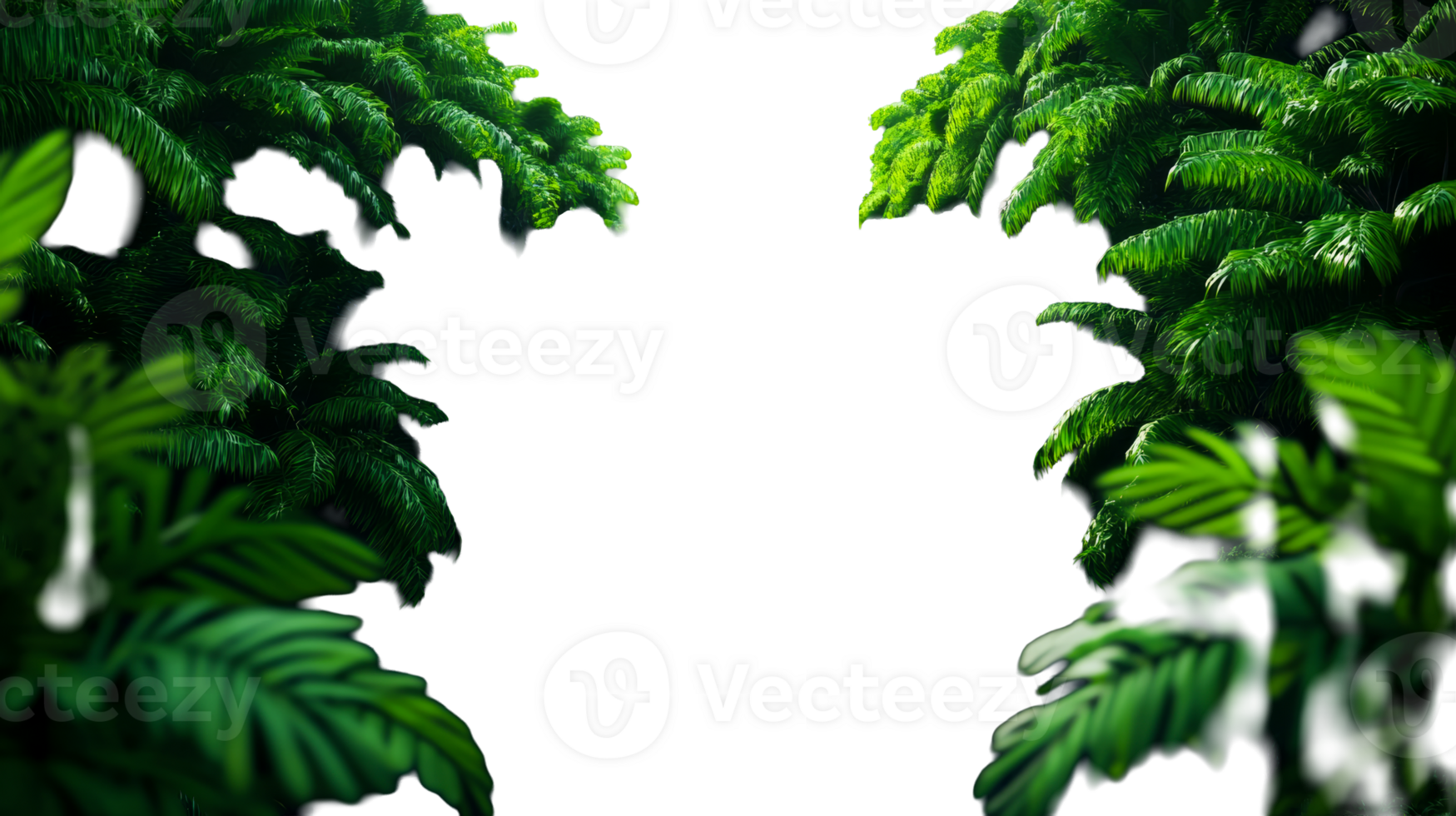 Jungle foliage frame background element, lush tropical plants, cut out transparent png
