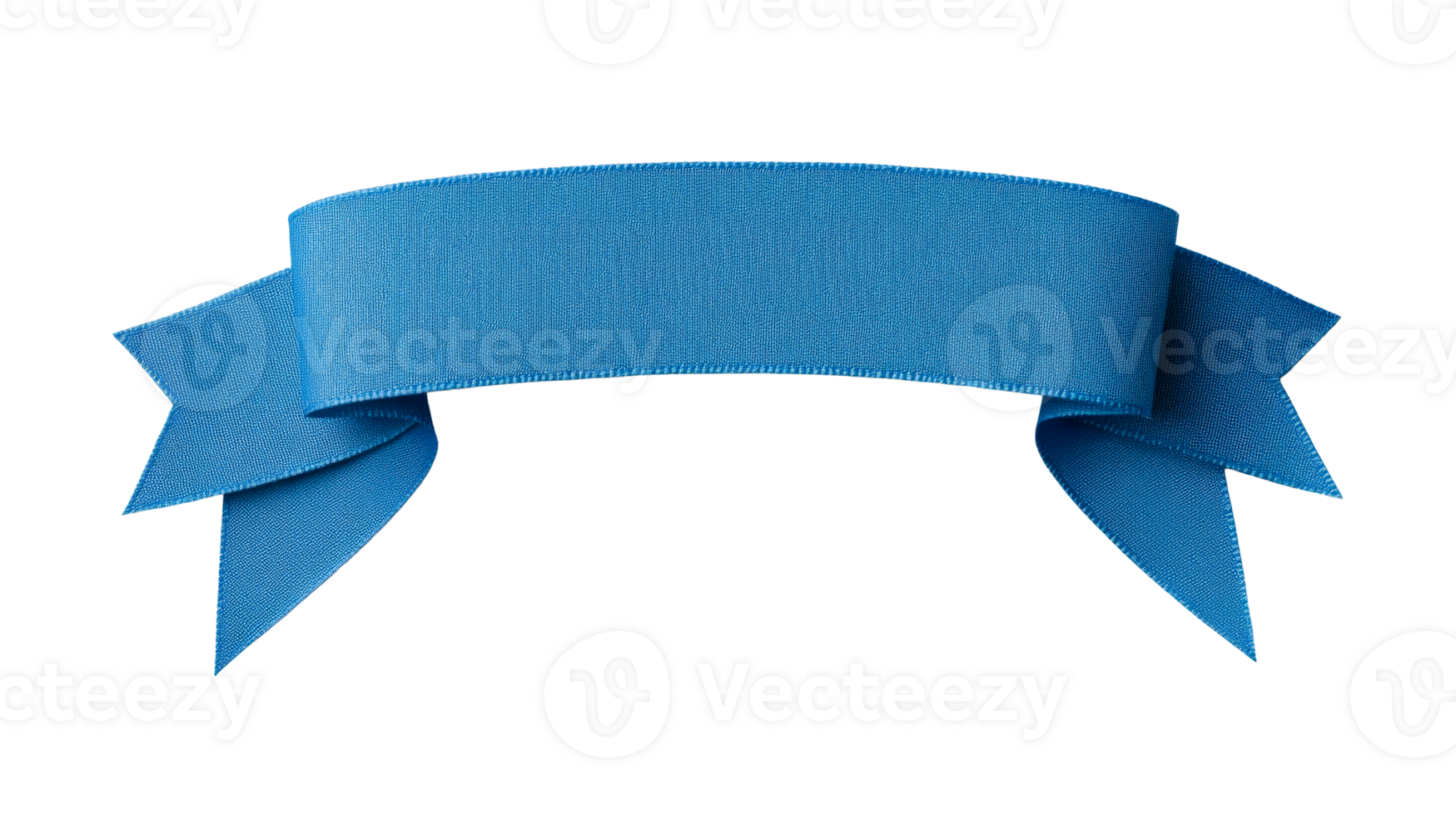 Blue decorative ribbon banner emblem design element, cut out transparent png