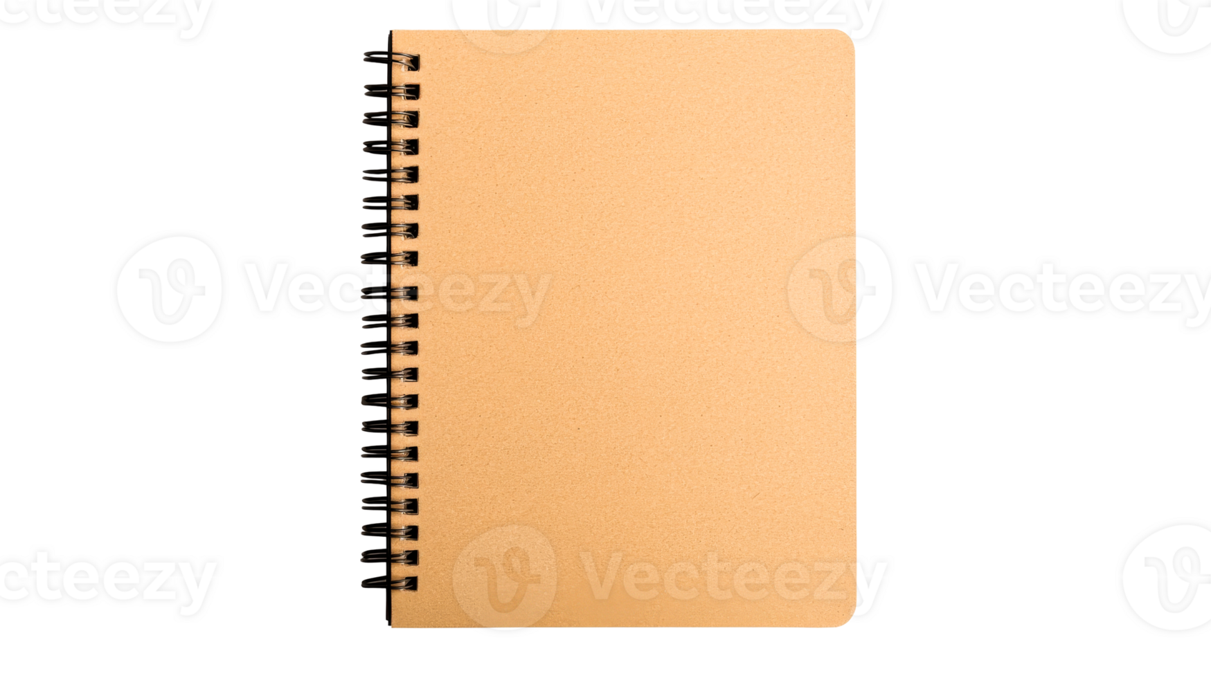 Blank notebook, kraft paper cover, spiral binding, texture paper, cut out transparent png