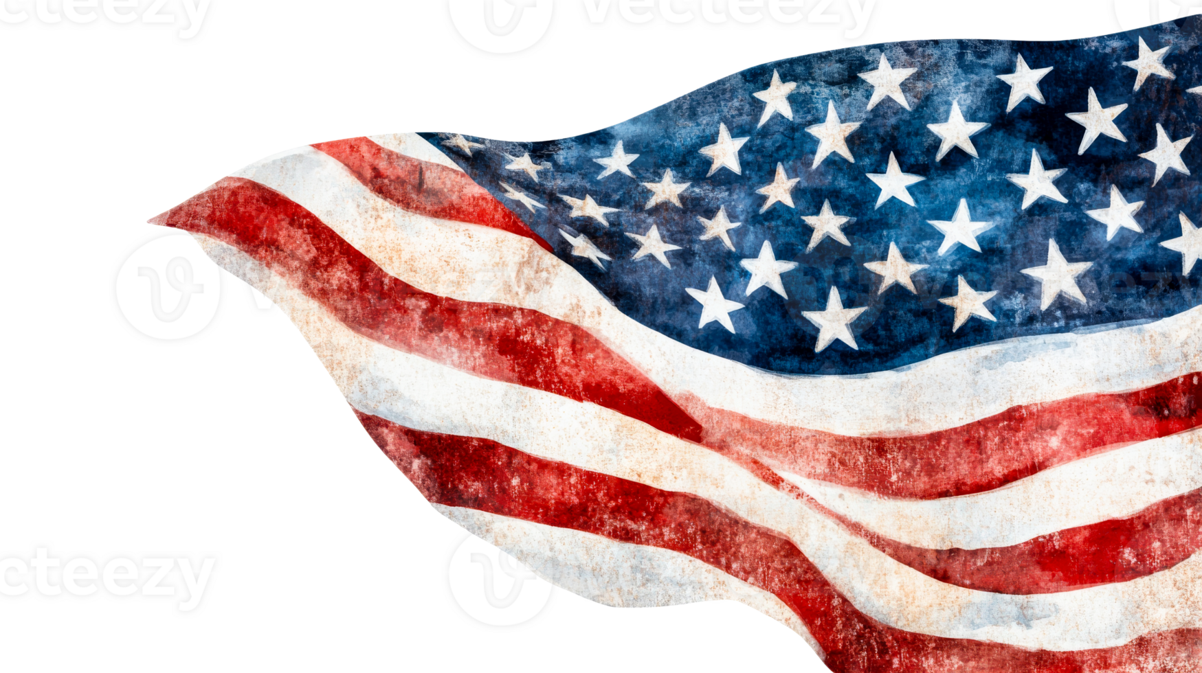 Waving Flag of the United States of America, cut out transparent png