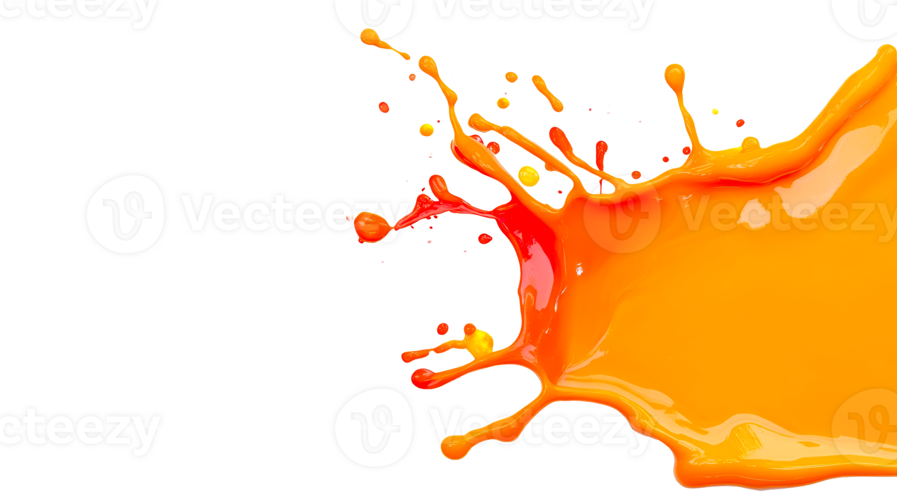 Orange paint explosion, vibrant splash, abstract liquid design, cut out transparent png