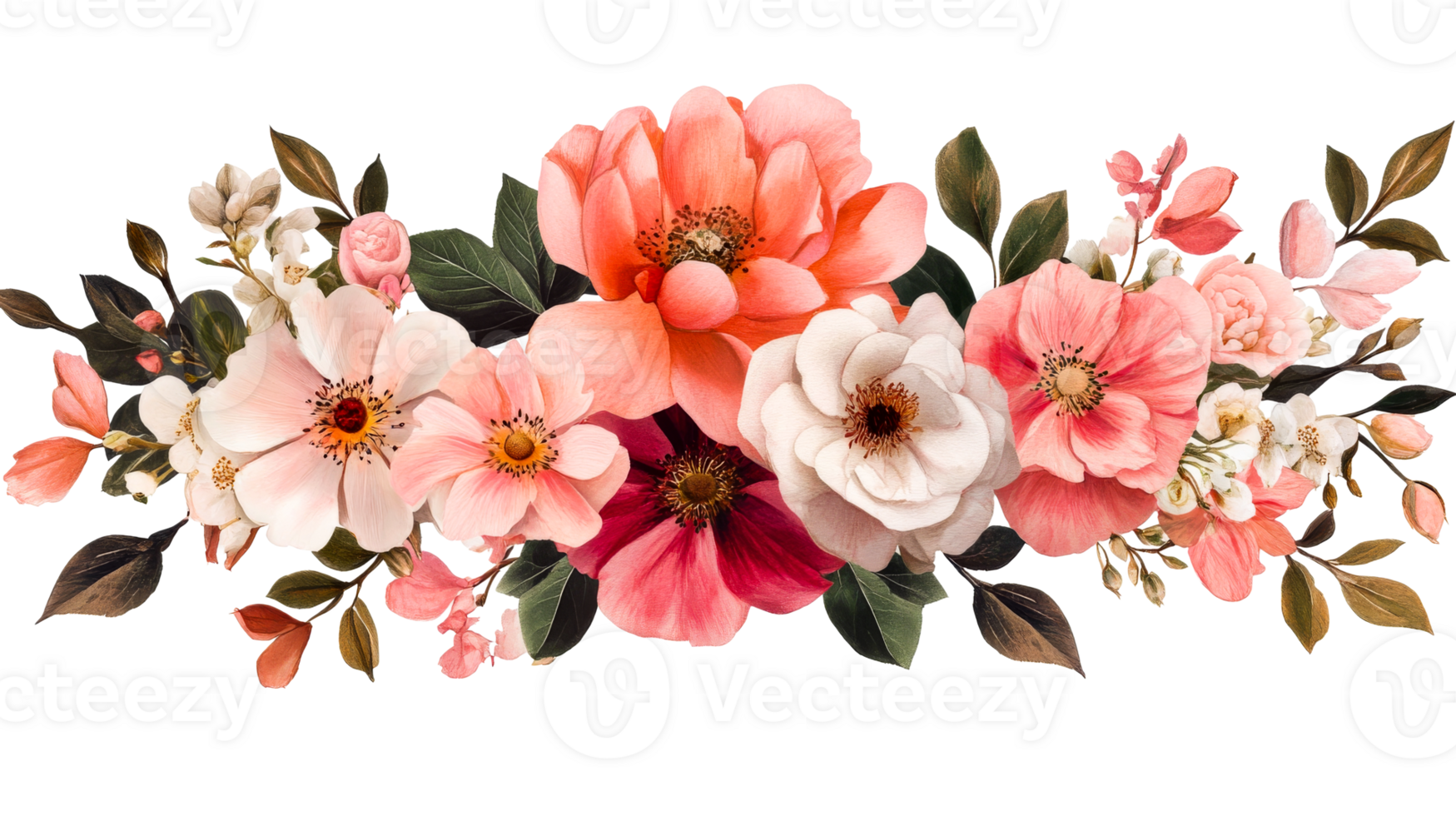 Floral arrangement of beautiful flowers, cut out transparent png