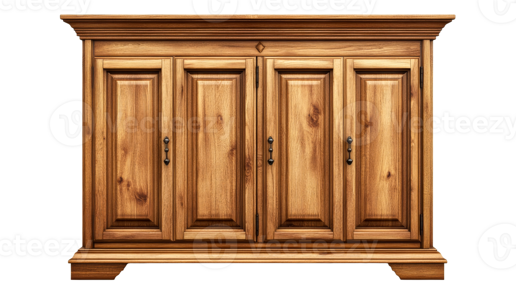Wooden cabinet with doors, dark background, vintage , cut out transparent png
