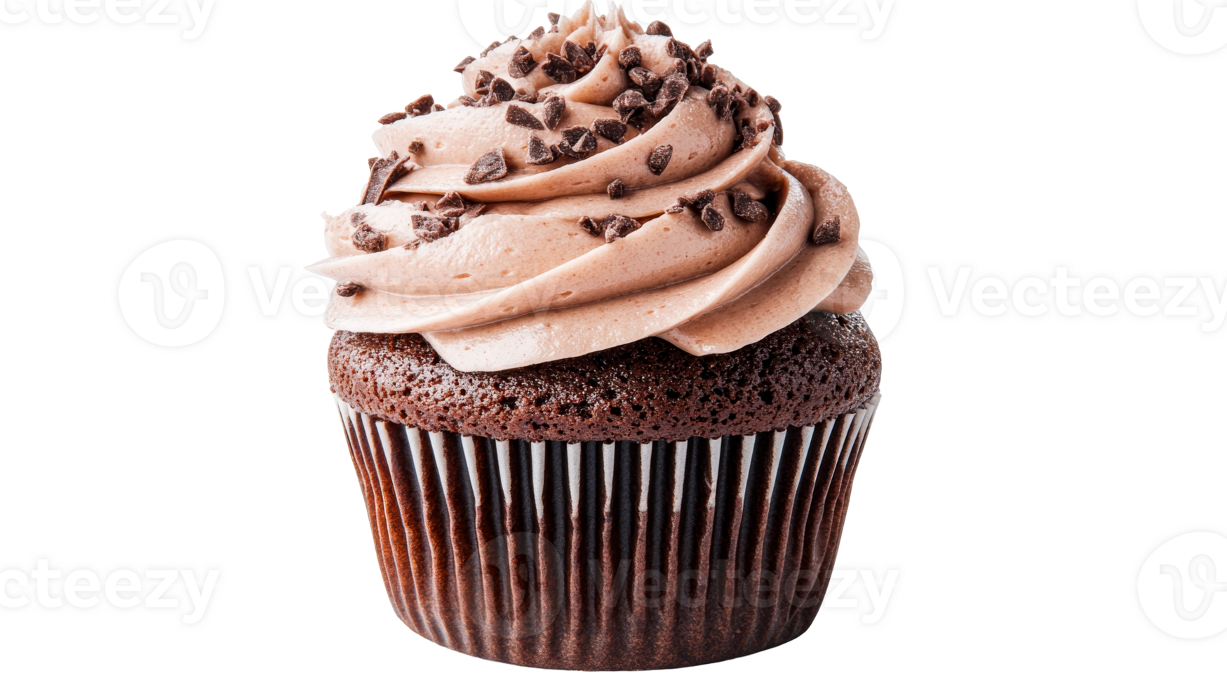 Delicious Chocolate Cupcake with Chocolate Frosting, cut out transparent png
