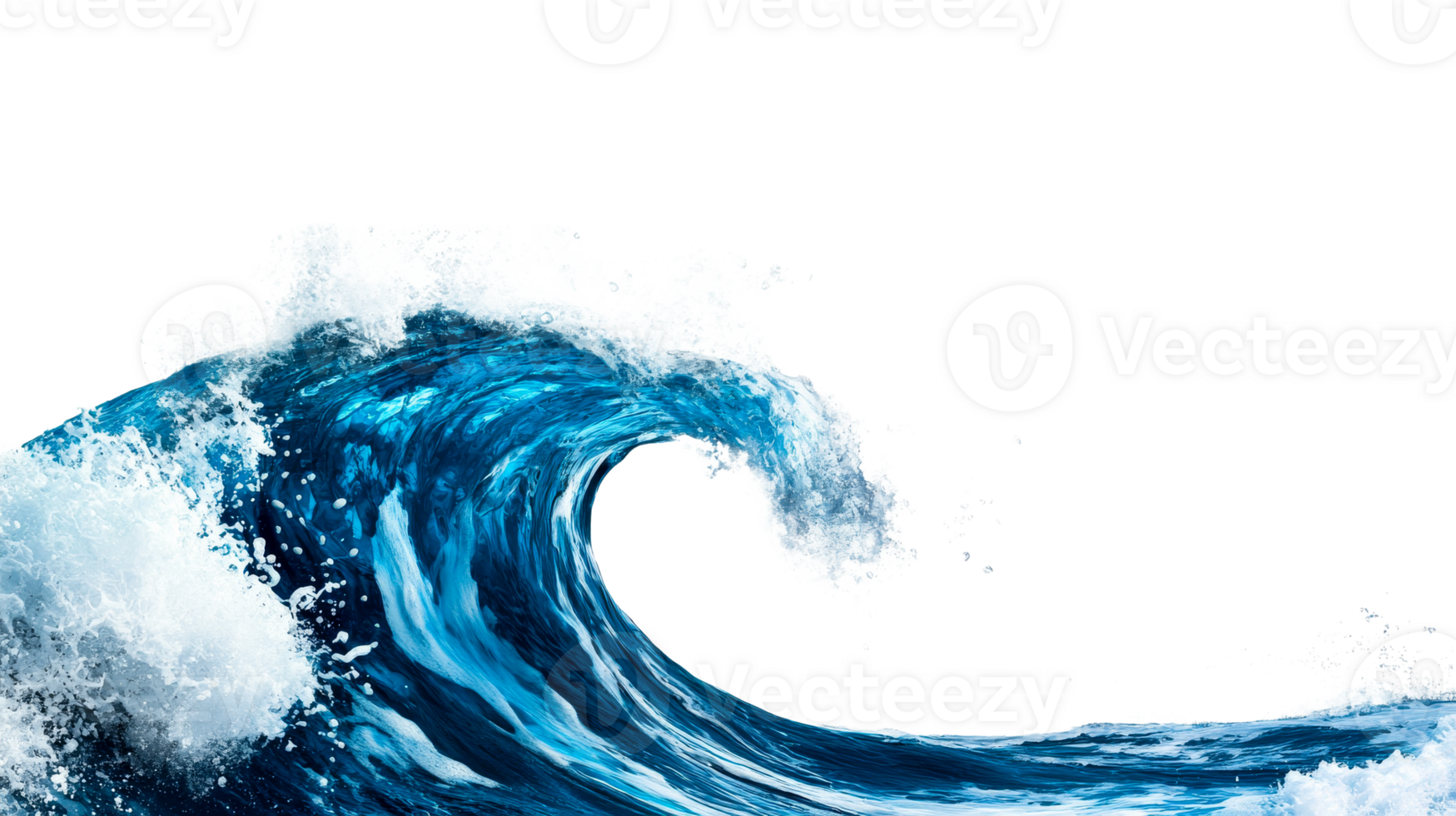 Powerful ocean wave crashing and breaking, cut out transparent png
