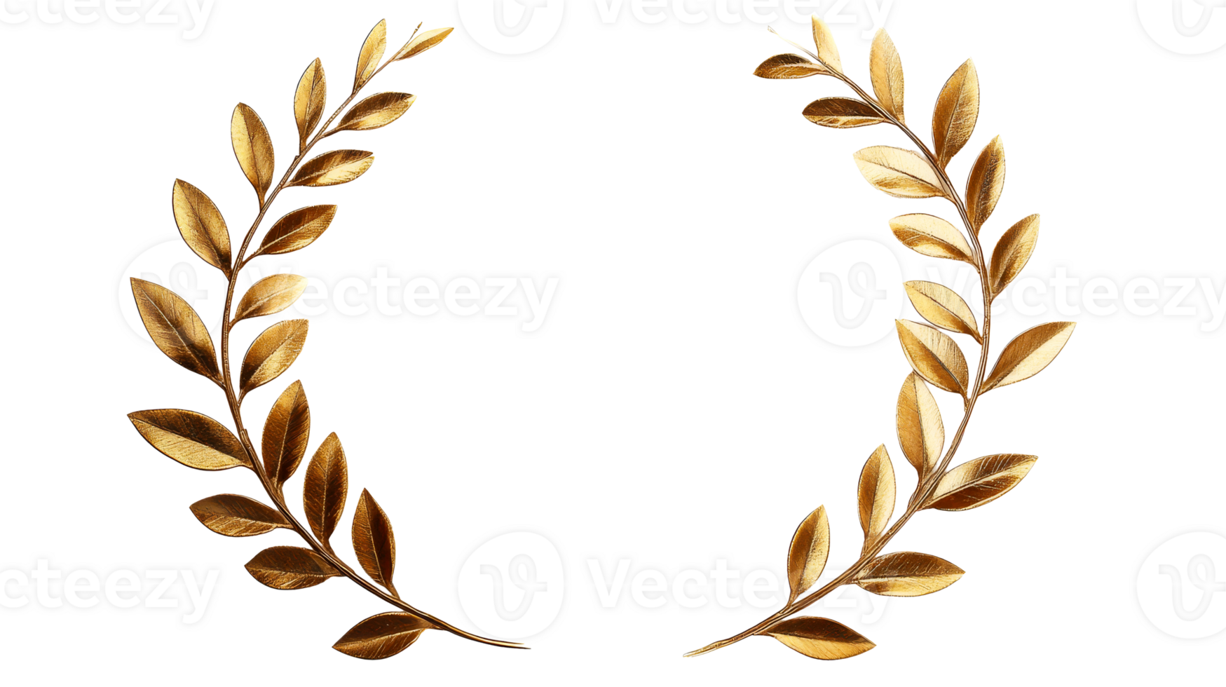 Golden laurel wreath symbol, achievement, black background, cut out transparent png