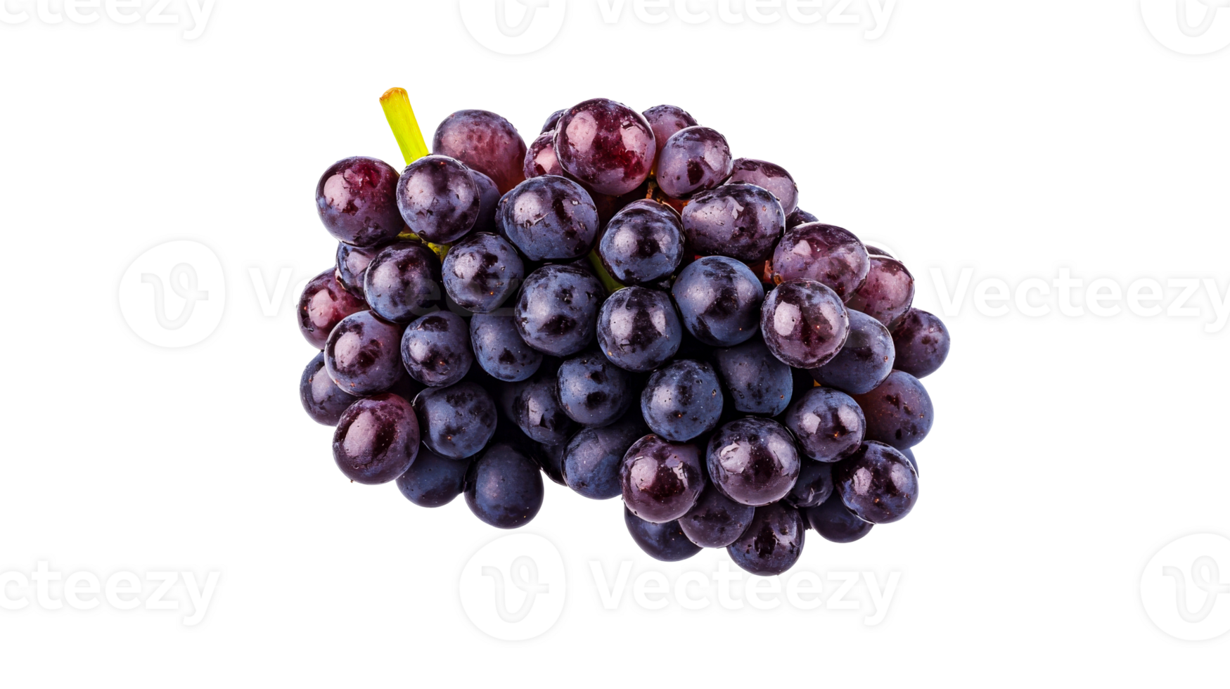 Fresh ripe grape bunch, isolated fruit food closeup, cut out transparent png