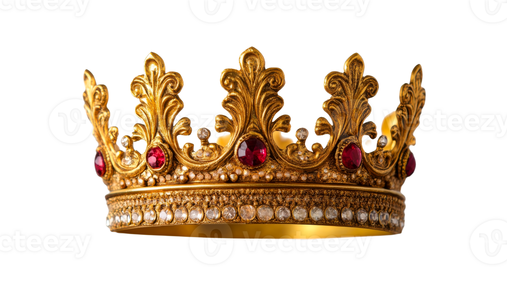 Golden crown adorned with gems, regal symbol, cut out transparent png