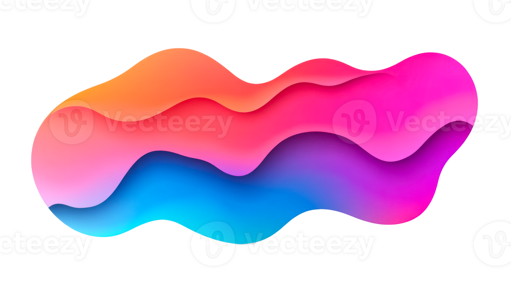 Wavy abstract multi-layered gradient color shape, cut out transparent png