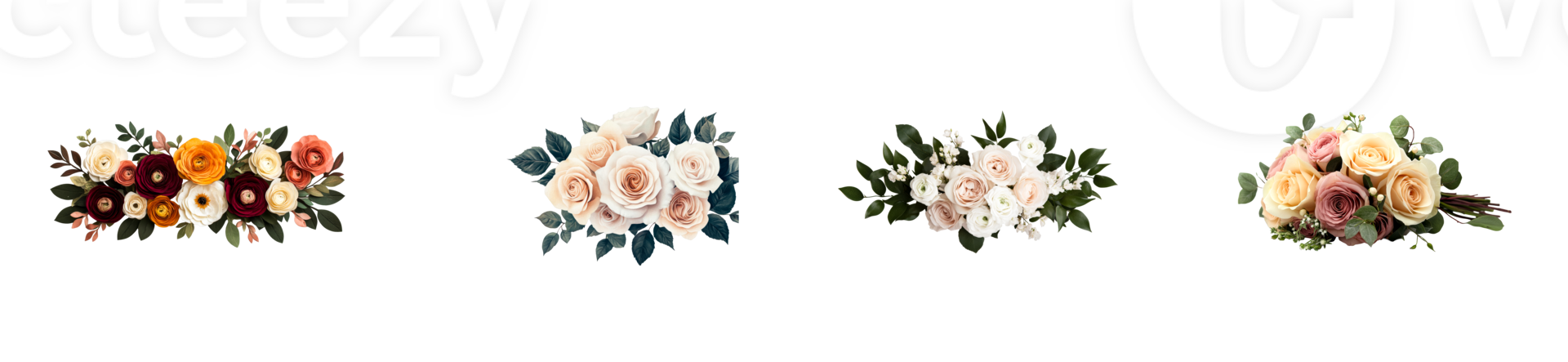 Floral Bouquets Arrangement with Cream, Burgundy, and Peach Flowers, cut out transparent png