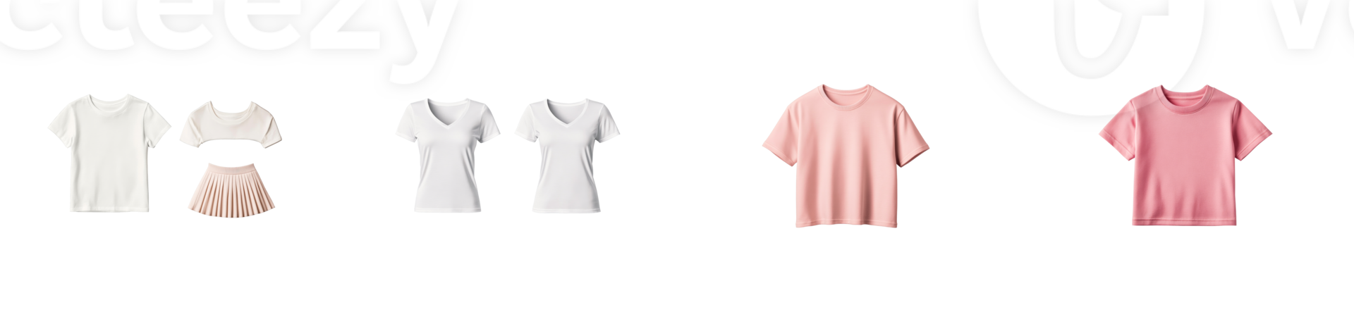 Assorted clothing items isolated on black background, cut out transparent png