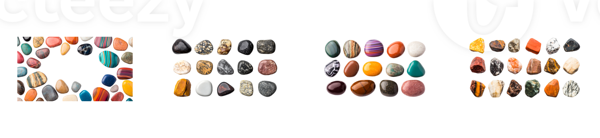Assorted polished gemstones, cut out transparent png